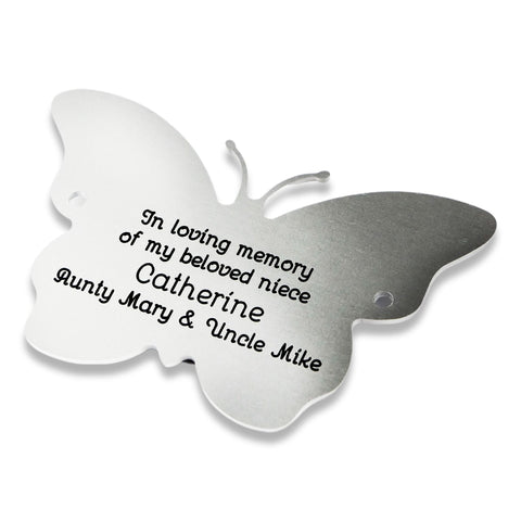 Butterfly design silver aluminium engraved plaque