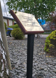 Garden memorial with large ground stake