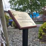 Garden memorial with large ground stake