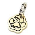 Solid Brass Meow Paw Shaped Cat Tag