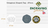 Octagonal Plastic Dog Pet Tag, 27mm x 27mm