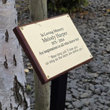 Garden memorial with large ground stake