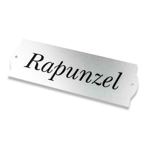 Curved end design silver aluminium engraved stable name plate