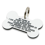 Bone Shaped Plastic Dog Pet Tag Large 58mm x 33mm