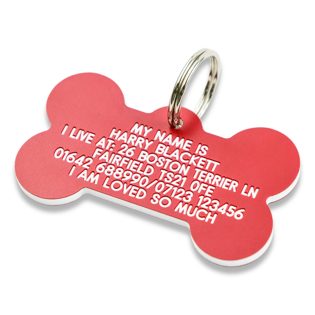 Bone Shaped Plastic Dog Pet Tag Large 58mm x 33mm Engraving Studios