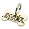 Bone Shaped Brass Dog Tag, small 39mm x 22mm