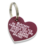 Heart Shaped Plastic Dog Pet Tag 30mm x 27mm