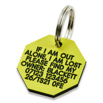 Octagonal Plastic Dog Pet Tag, 27mm x 27mm