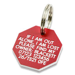 Octagonal Plastic Dog Pet Tag, 27mm x 27mm