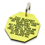 Octagonal Plastic Dog Pet Tag, 41mm x 41mm