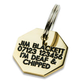 Octagonal Brass Cat Tag, 21mm