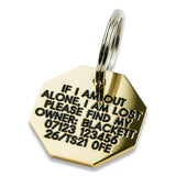 Octagonal Brass Dog Tag, 27mm