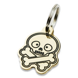 Skull design engraved brass dog tag
