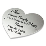 Heart design silver aluminium engraved plaque