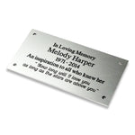 Rectangular silver aluminium engraved plaque