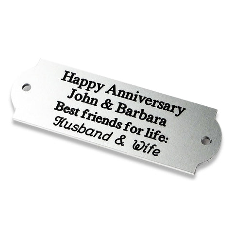 Small size Curved end design silver aluminium engraved plaques
