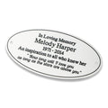 Oval silver aluminium engraved plaque